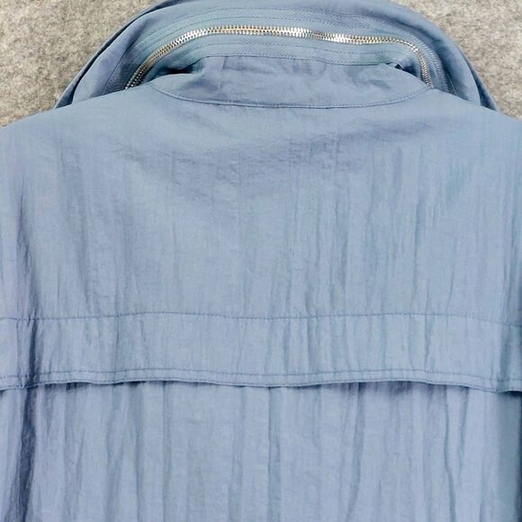 Soft Surroundings Nylon Utility Jacket Sz L Blue Zip Snap Lightweight Raincoat - Picture 10 of 13